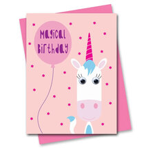 STR827 wenskaart Stripey Cats - Magical Birthday - eenhoorn