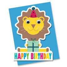 STRc01 wenskaart Stripey Cats - Happy Birthday - leeuw