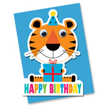 STRc03 wenskaart Stripey Cats - Happy Birthday - tijger