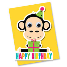 STRc05 wenskaart Stripey Cats - Happy Birthday - aap