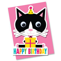 STRc06 wenskaart Stripey Cats - Happy Birthday - kat