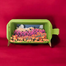 MIB323 Message in a Bottle kaart - vogels en bloemenveld
