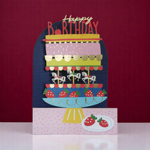 AL267 Laser uitgesneden wenskaart - taart - happy birthday
