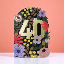 AL280 Laser uitgesneden wenskaart - 40 jaar - bloemen