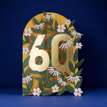 AL282 Laser uitgesneden wenskaart - 60 jaar - bloemen