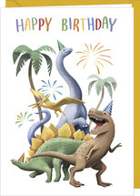 D095 - wenskaart Rosie Hilyer - happy birthday - dinosaurus