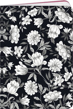 KOL068 Schrift van MM - bloemen zwart-wit (10,5 x 15 cm)