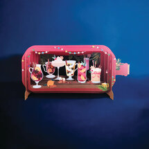 XMIB123 Message in a Bottle kerstkaart - cocktails