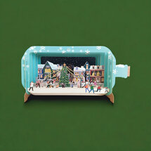 XMIB124 Message in a Bottle kerstkaart - kerstdorp