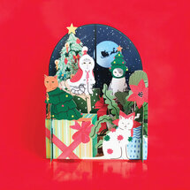 xpop052 pop-up kerstkaart - kerst katten