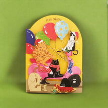 cms061 lasergesneden kerstkaart - kerstkatten merry christmas