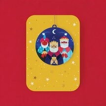 WHC102 kerstkaart met houten hanger - 3 koningen - b