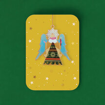 WHC108 kerstkaart met houten hanger - kerstengel