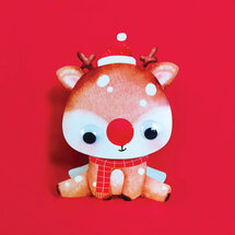 XWHK003 kerstkaart wobbly head - rendier