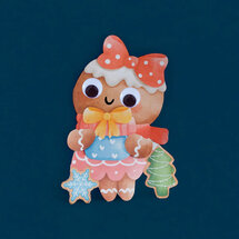 XWHK004 kerstkaart wobbly head - peperkoek poppetje