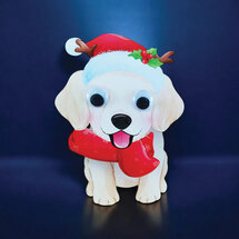XWHK006 kerstkaart wobbly head - hond
