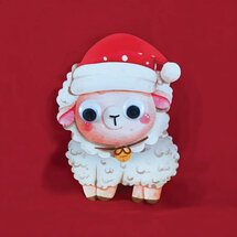 XWHK007 kerstkaart wobbly head - schaap