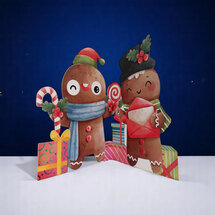 XWB006 laser gesneden kerstkaart Aww! so cute! - peperkoek mannetje - 2