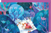 kCM1 - 4 kerstansichtkaarten met envelop van Aurélie Blanz  - slee