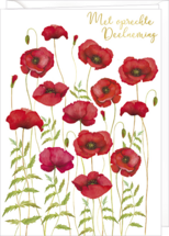 D164 - wenskaart MM - met oprechte deelneming - klaprozen