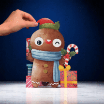 XWB006 laser gesneden kerstkaart Aww! so cute! - peperkoek mannetje - 2