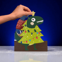 XWB004 laser gesneden kerstkaart Aww! so cute! - dinosaurus