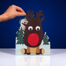 XWB003 laser gesneden kerstkaart Aww! so cute! - rendier