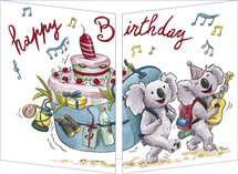CT379 Cache-Cache uitklapbare kaart - happy birthday - koala's