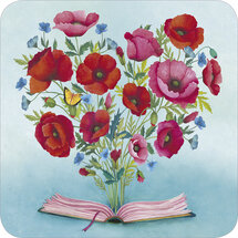 BAR322 kaart M.M.- open boek met bloemen