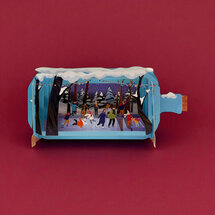 XMIB147 Message in a Bottle kerstkaart - schaatsen