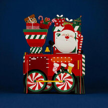 xpop061 pop-up kerstkaart - kersttrein