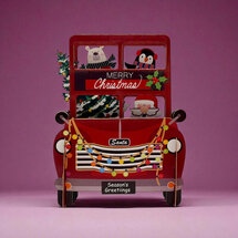 xpop065 pop-up kerstkaart - kerstbus