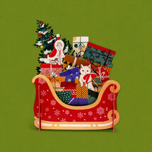 xpop066 pop-up kerstkaart - kerstslee