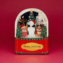 xpop067 pop-up kerstkaart - honden
