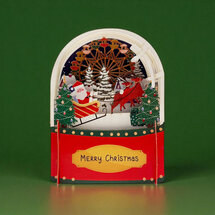 xpop070 pop-up kerstkaart - kerstman op slee