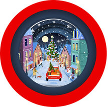 XTEA007 a Cup of Tea kerstkaart - kerstdorp