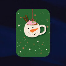 WHC114 kerstkaart met houten hanger - sneeuwpop mok