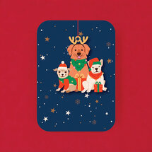 WHC116 kerstkaart met houten hanger - honden