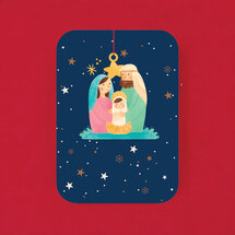 WHC118 kerstkaart met houten hanger - kerststal