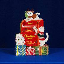 cms063 lasergesneden kerstkaart - christmas mail katten