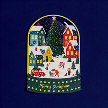 cms065 lasergesneden kerstkaart - kerstdorp