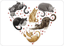 C049 Rosie Hilyer ansichtkaart - hart van katten