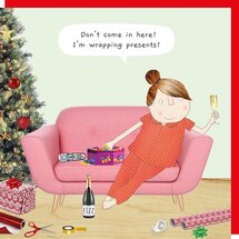 xBB031 – rosiemadeathing kerstkaart Babble - wrapping presents
