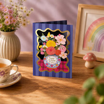 AL322 Laser uitgesneden wenskaart - happy birthday to you - bloemen