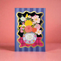 AL322 Laser uitgesneden wenskaart - happy birthday to you - bloemen