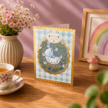 AL326 Laser uitgesneden wenskaart - welcome little one - blauw