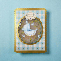 AL326 Laser uitgesneden wenskaart - welcome little one - blauw
