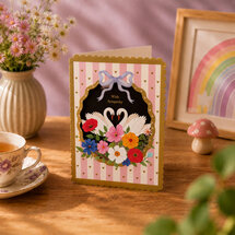 AL329 Laser uitgesneden wenskaart - on your wedding day - zwanen