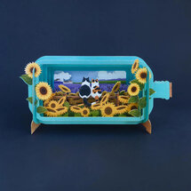 MIB381 Message in a Bottle kaart - zonnebloemen en katten
