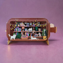 MIB384 Message in a Bottle kaart - katten en boekenkast